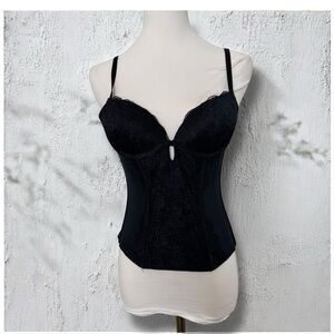 Vintage Black Lace Bustier Corset Top – Y2K Lingerie Aesthetic whimsigoth XS